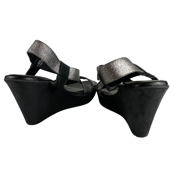 NWT Cliffs by White Mountain Metallic Glitter Strappy Slip-on Wedge Sandals 9.5 - Picture 6 of 12